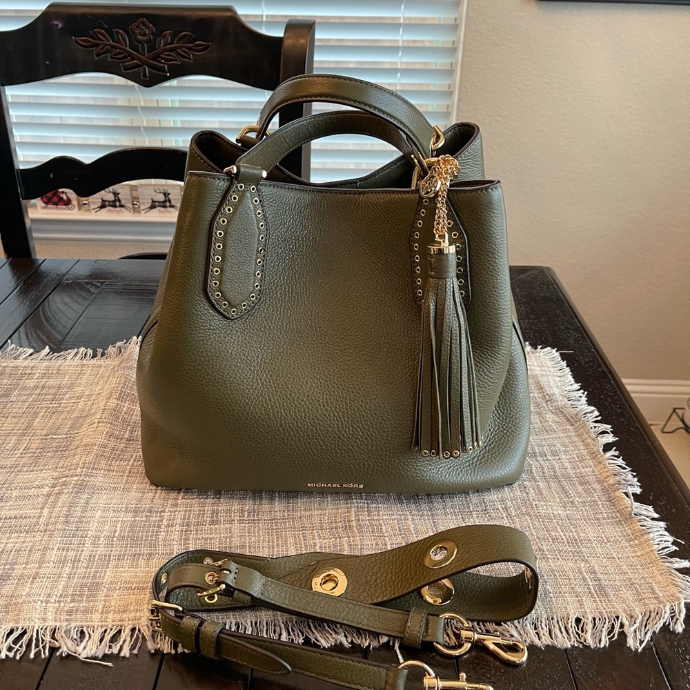 Michael Kors Leather Convertible Satchel Tote and Cossbody.